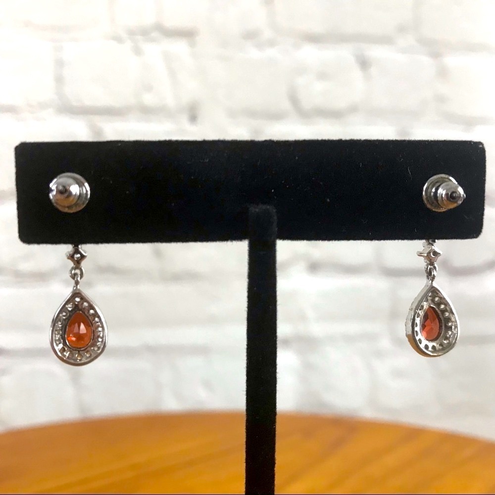 Ruby and Rhinestone Dangle Earrings - New Without Tags - Picture 3 of 3